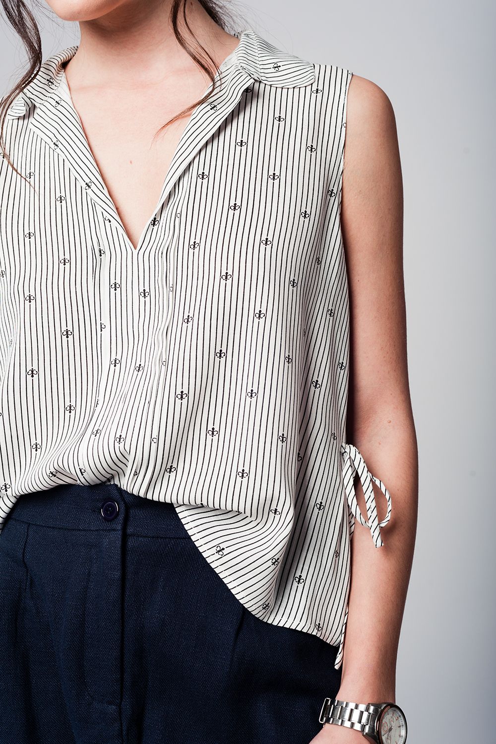 Blouse bleu marine imprimé