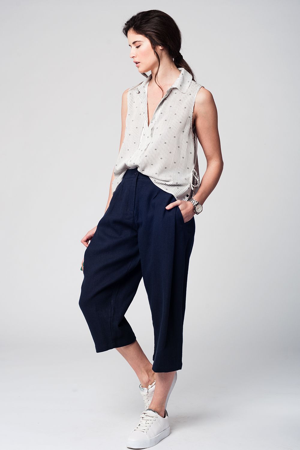 Blouse bleu marine imprimé