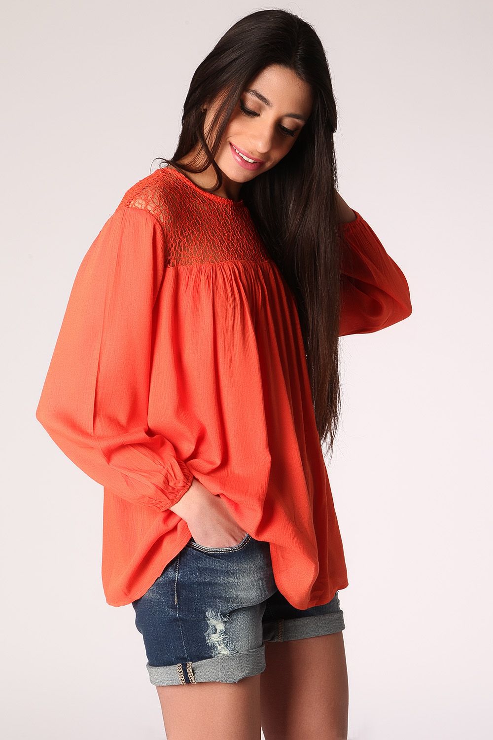 Blouse effet cage en orange