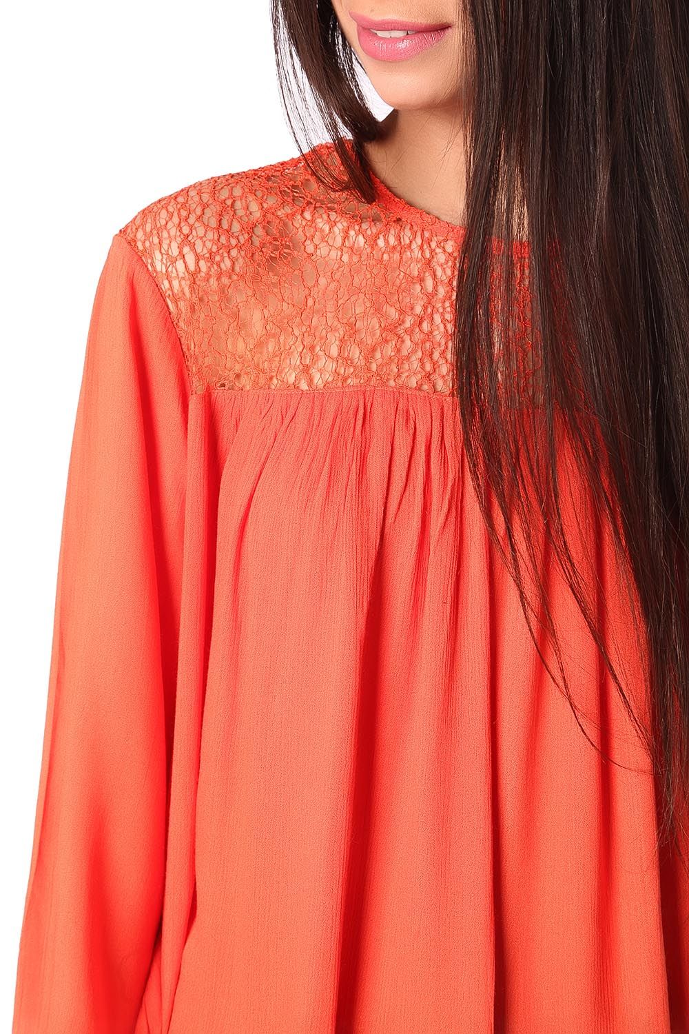 Blouse effet cage en orange