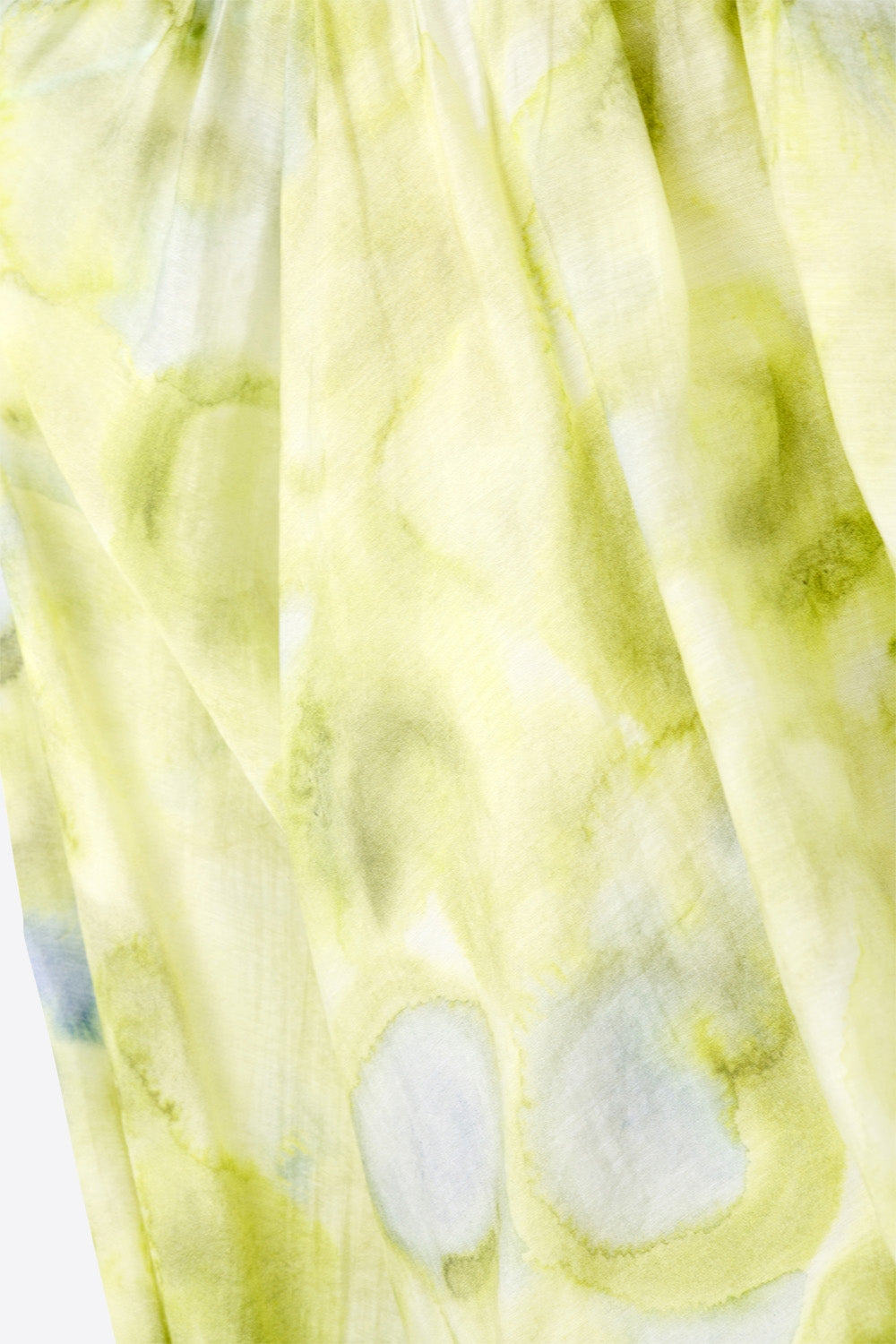 blouse en chiffon imprimé vert avec manches ballon