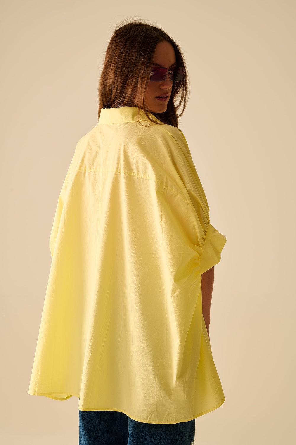 Blouse jaune oversized à manches courtes