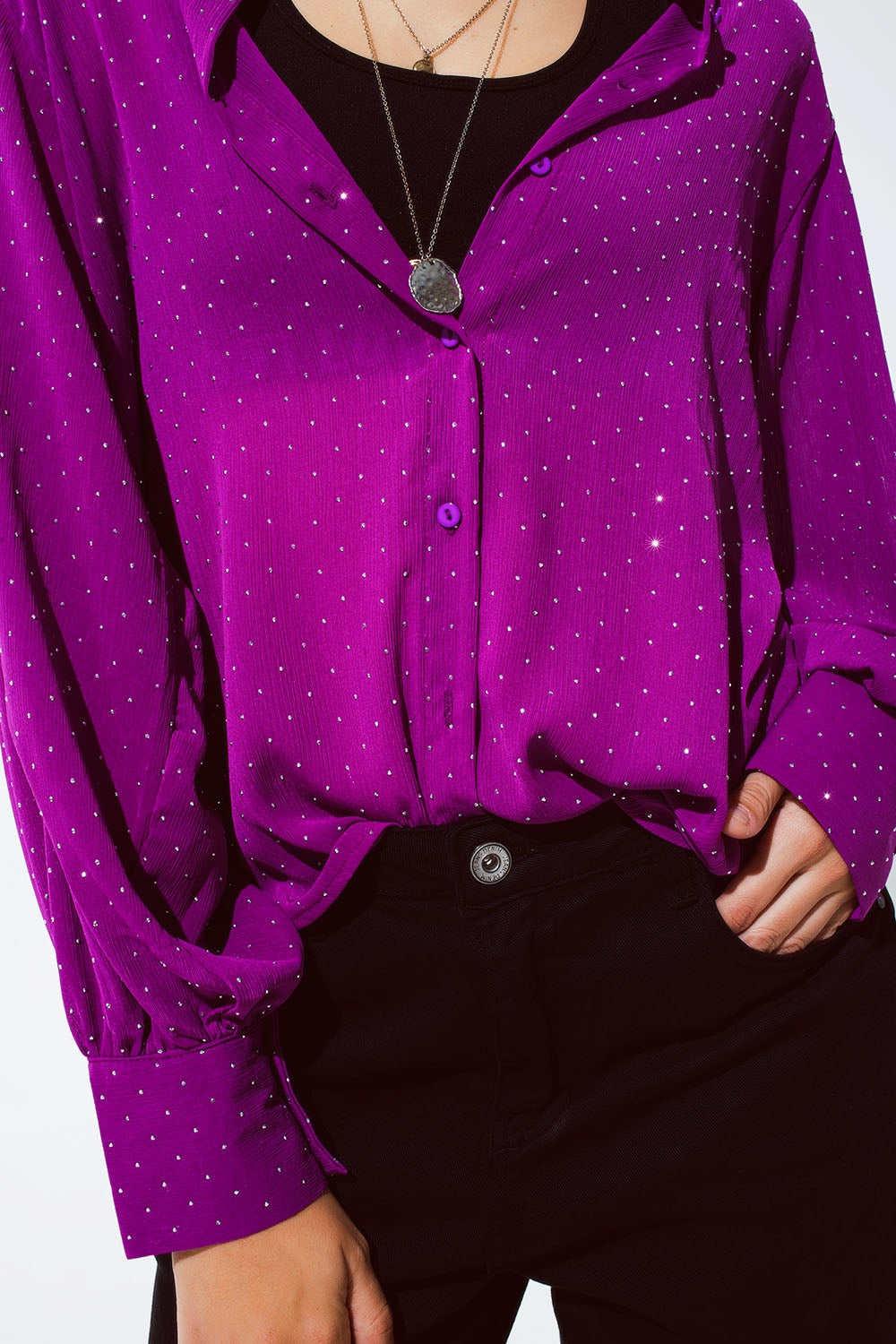 Blouse magenta avec détail strass