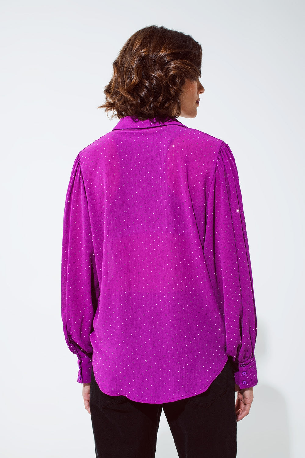 Blouse magenta avec détail strass