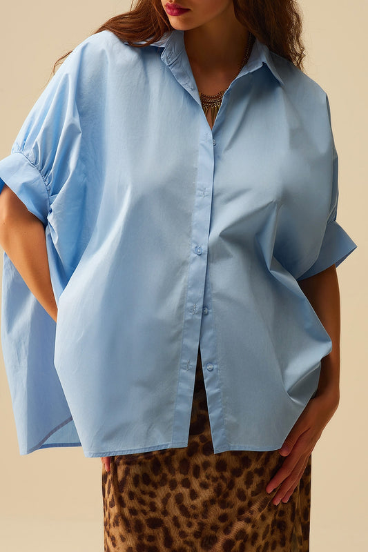 Q2 Blouse surdimensionnée à manches courtes Baby Blue