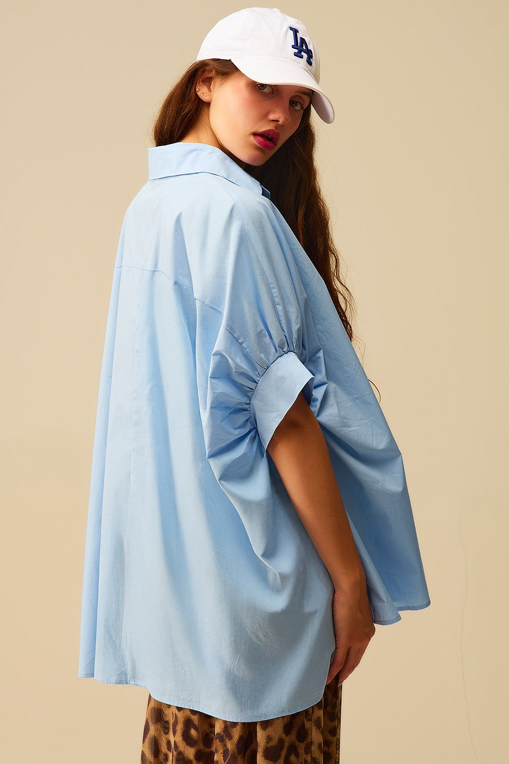 Blouse surdimensionnée à manches courtes Baby Blue