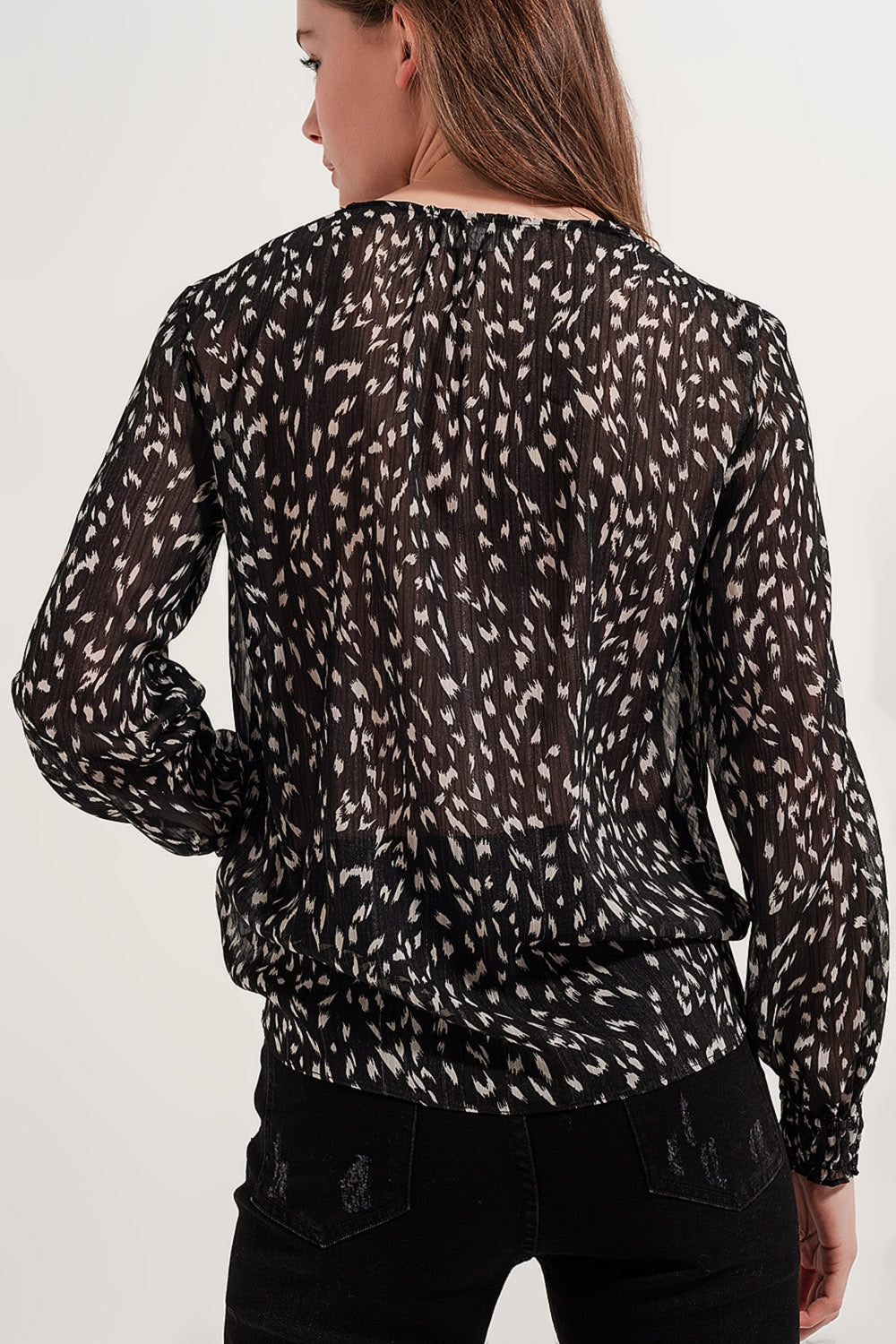 Blouse transparente à manches longues