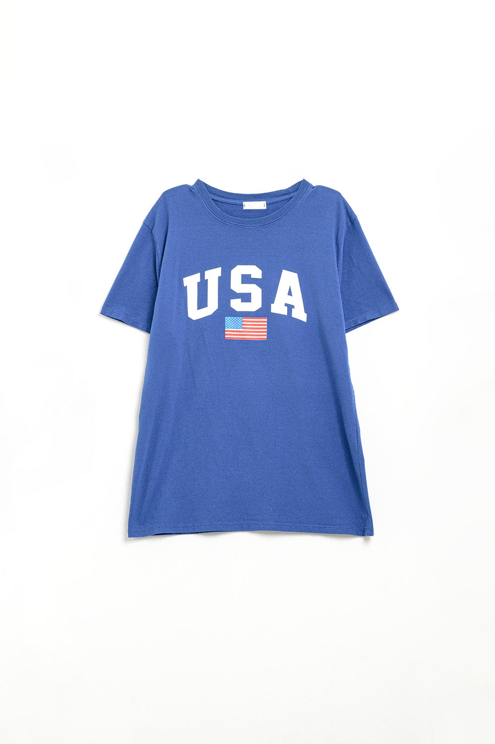 Blue loose long t-shirt with USA logo