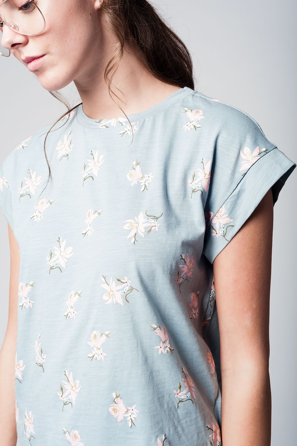 Blue T-shirt with floral print