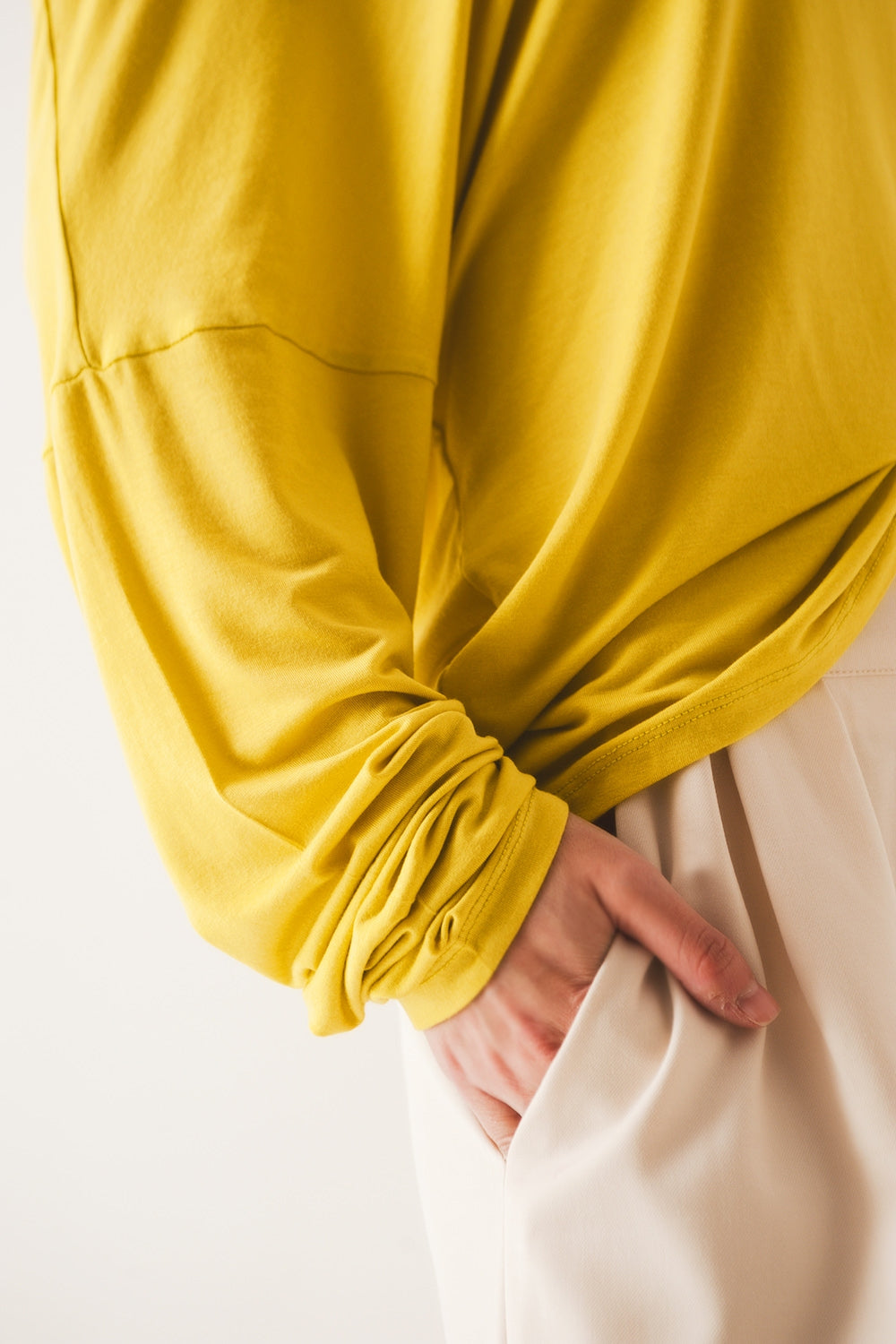 Boat neck Long sleeve t shirt in modal lime