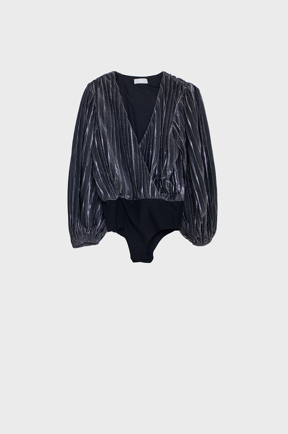 Body brillant lurex avec un Col V Profond en Argent