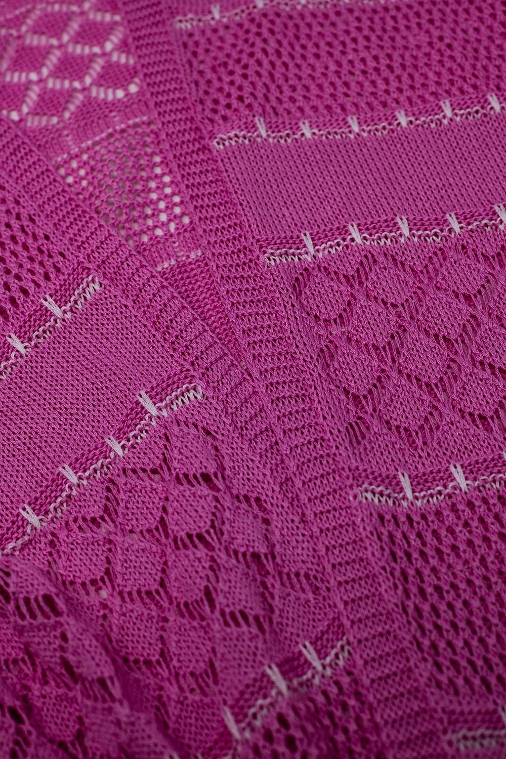 Cardigan à manches longues en crochet rose