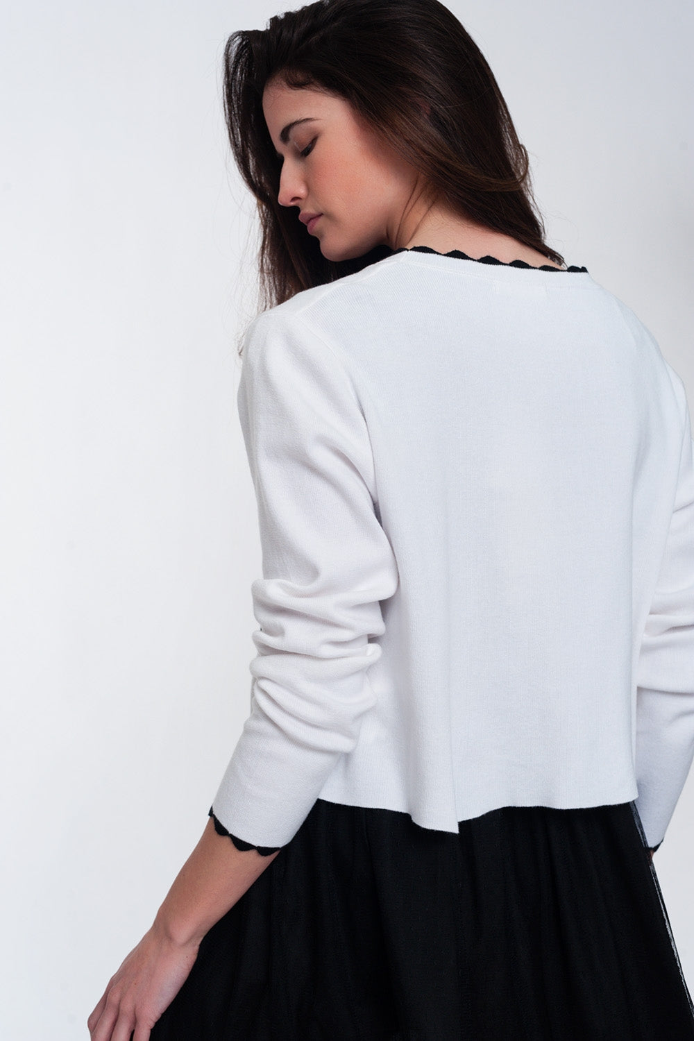 Cardigan blanc à bords contrastants