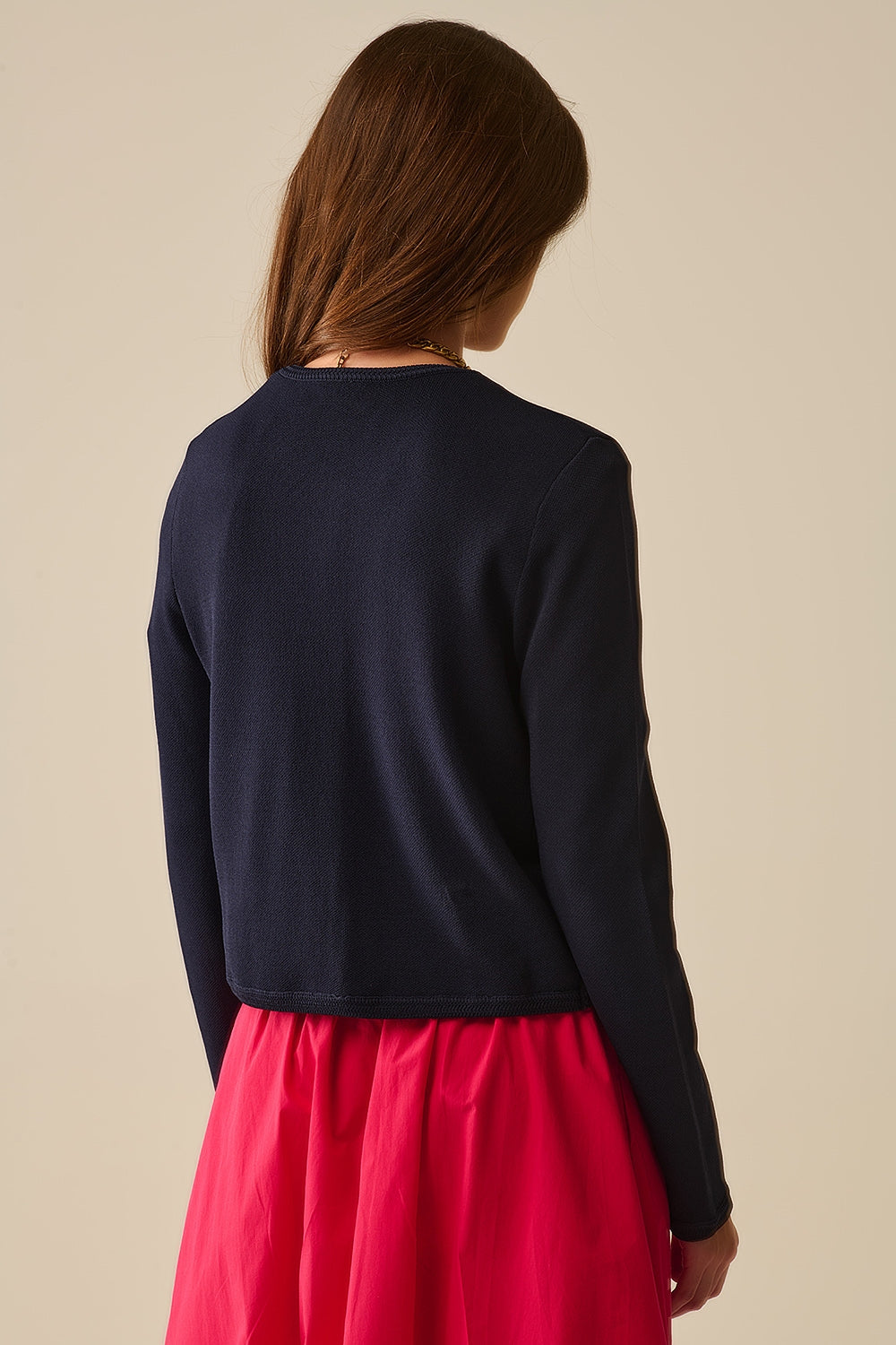 Cardigan bleu marine avec boutons dorés