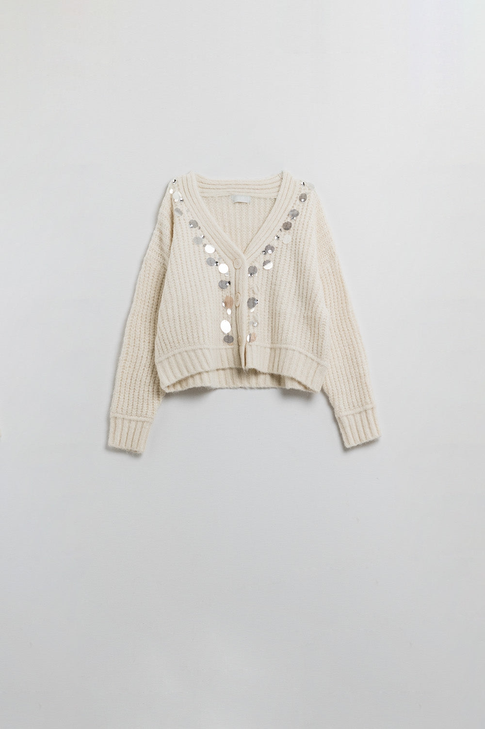 Cardigan en maille épaisse avec paillettes