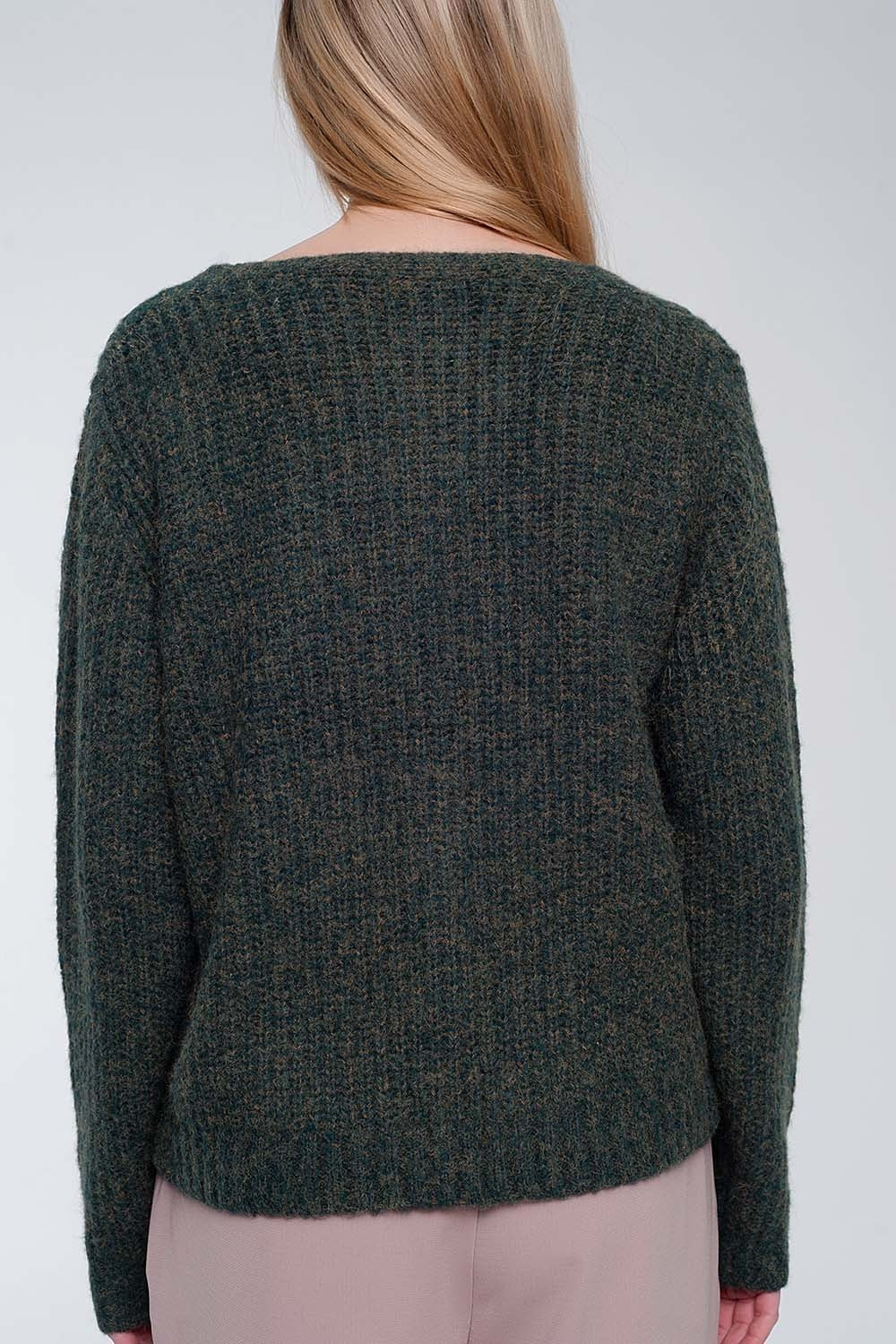 Cardigan en maille épaisse kaki
