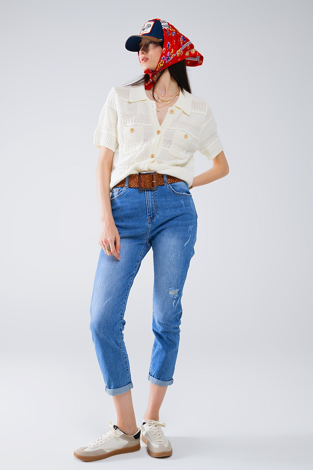 Cardigan en tricot Chemise boutonnée avec poches de poitrine