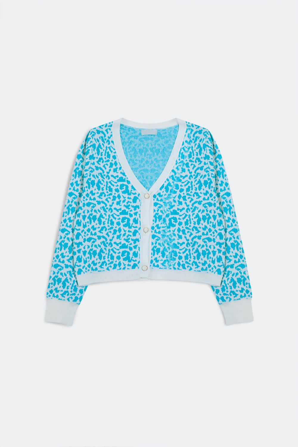 Cardigan léger à imprimé animal turquoise