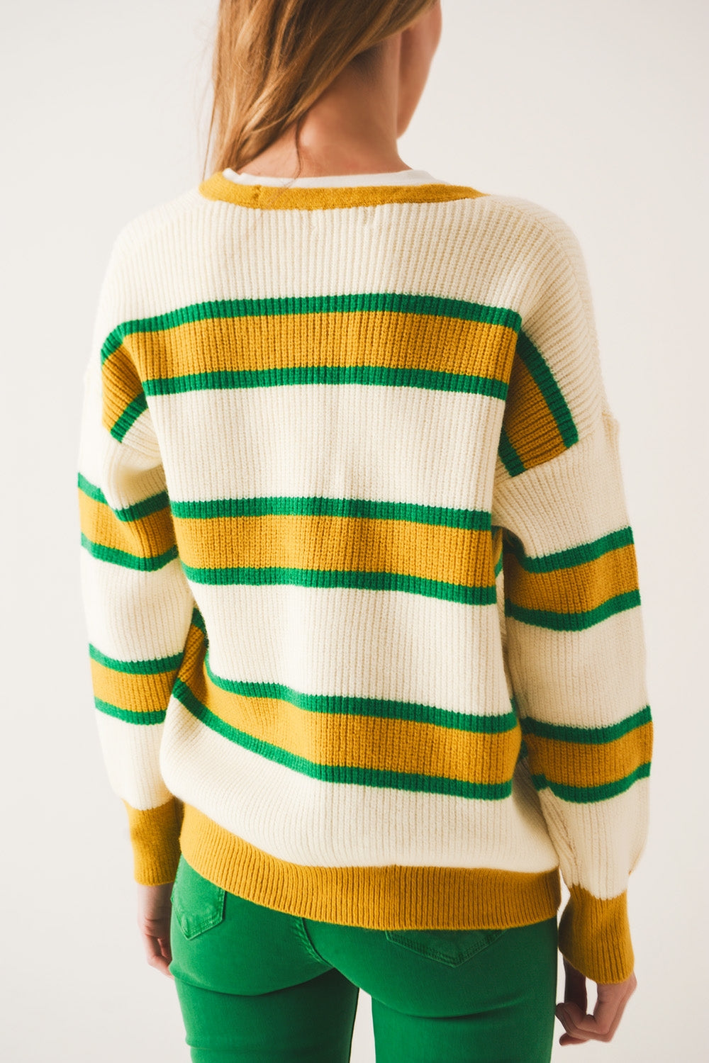 Cardigan ouvert sur le devant à rayures jaunes