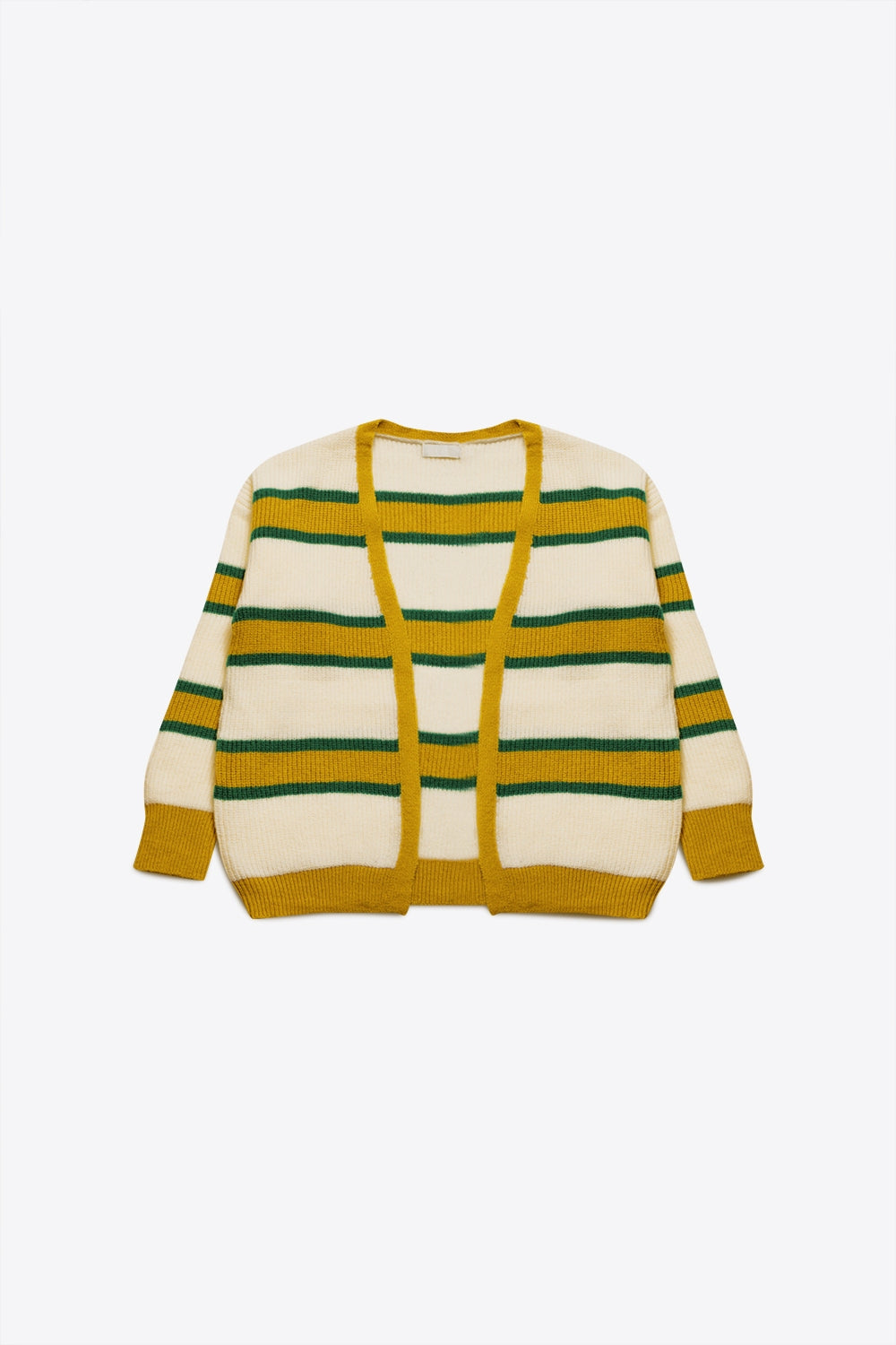 Cardigan ouvert sur le devant à rayures jaunes
