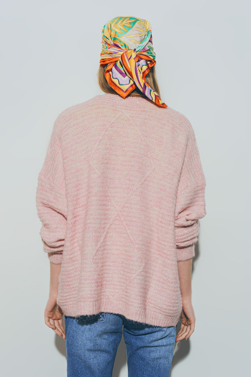 Cardigan tricoté en rose