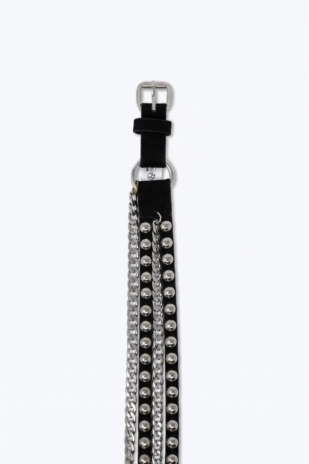 Ceinture noire avec clous et chaînes pendantes