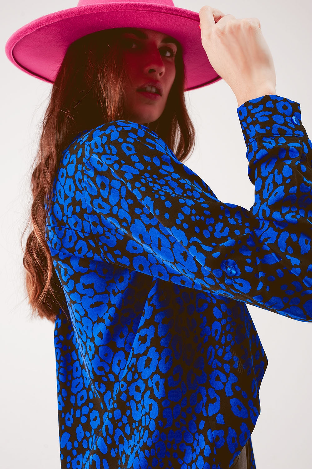 Chemise à imprimé animal bleu