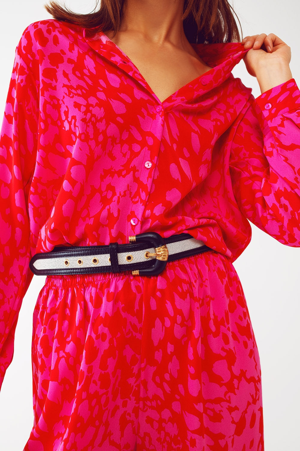 Chemise à imprimé animal en fuchsia