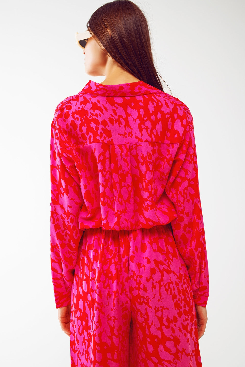 Chemise à imprimé animal en fuchsia
