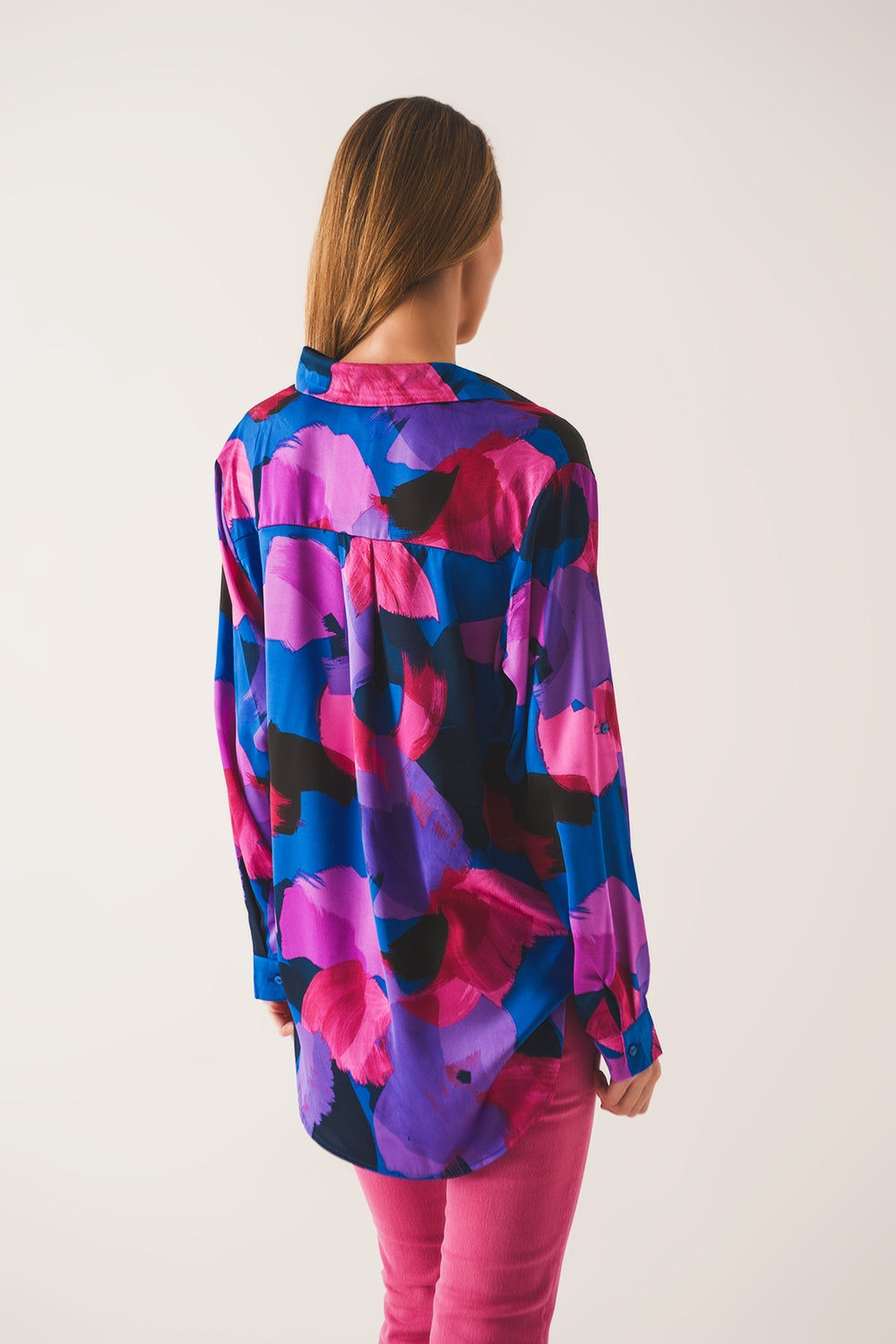 Chemise à imprimé floral grunge violet