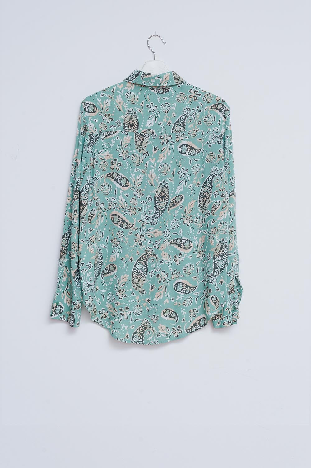 Chemise à manches longues avec imprimé cachemire et fleurs Vert