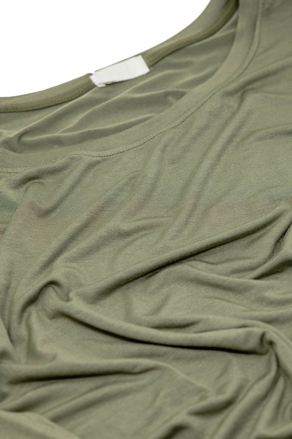 Chemise à manches longues en modal col bateau couleur kaki