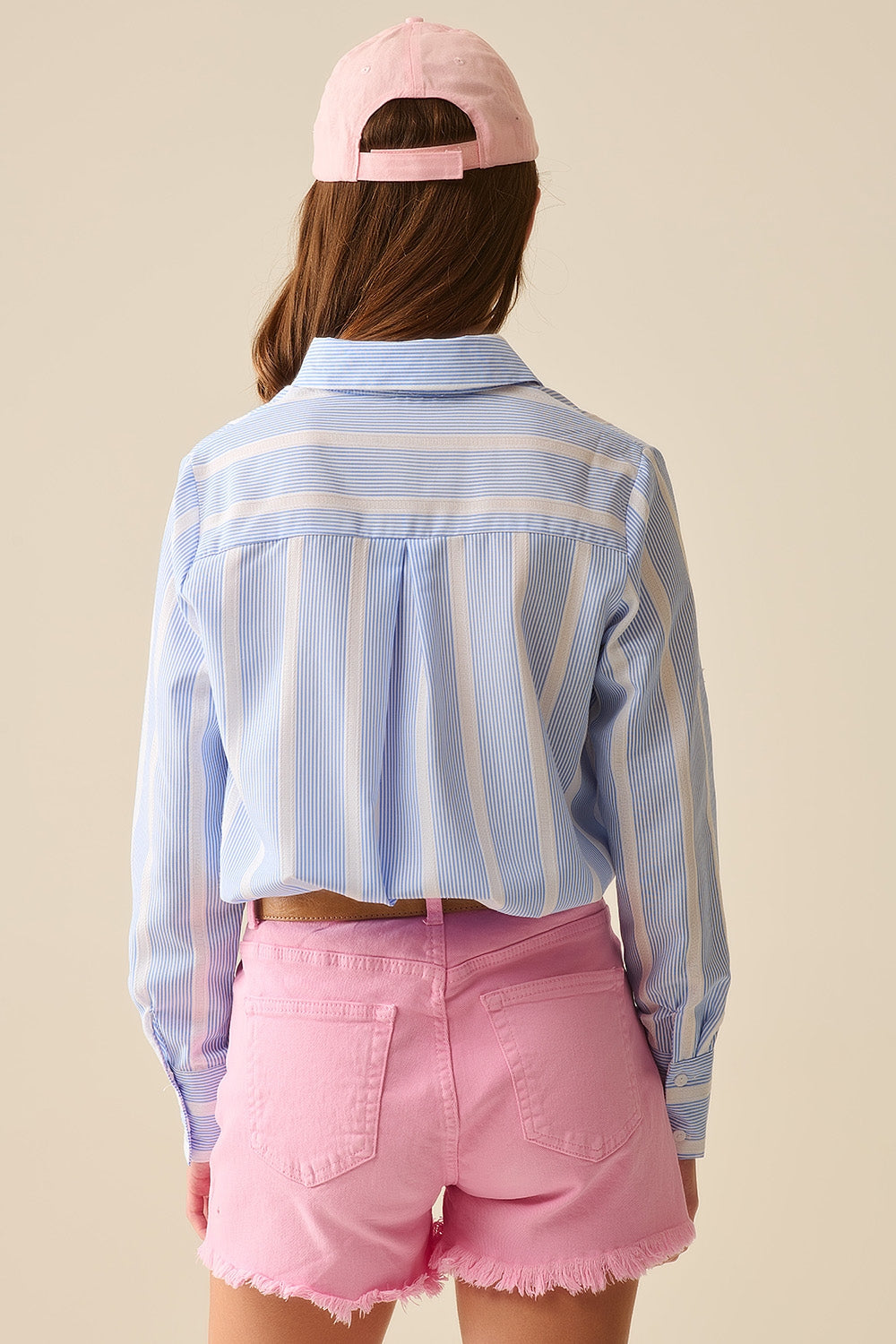 Chemise à rayures en tissu souple bleu et blanc