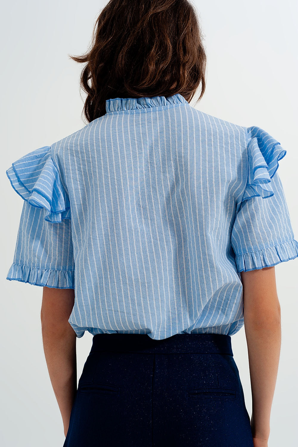 Chemise à volants Bleu