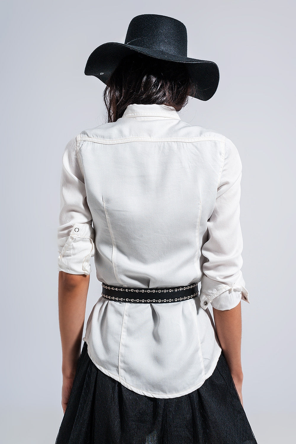 Chemise ajustée en jean blanc