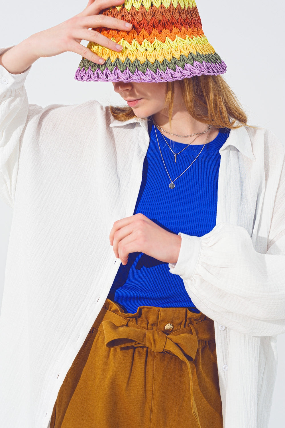 Chemise ample texturée en blanche