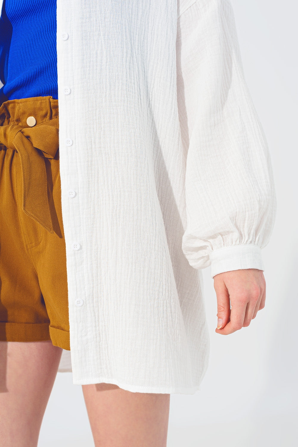 Chemise ample texturée en blanche