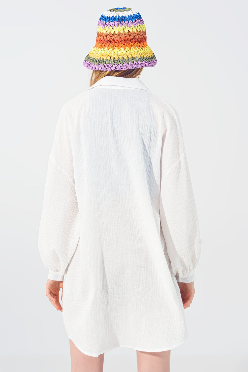 Chemise ample texturée en blanche