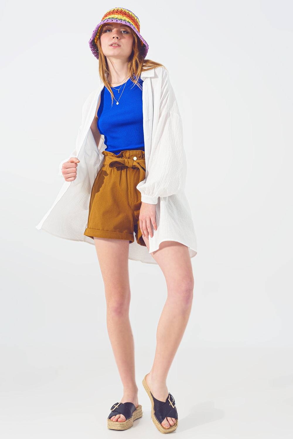Chemise ample texturée en blanche