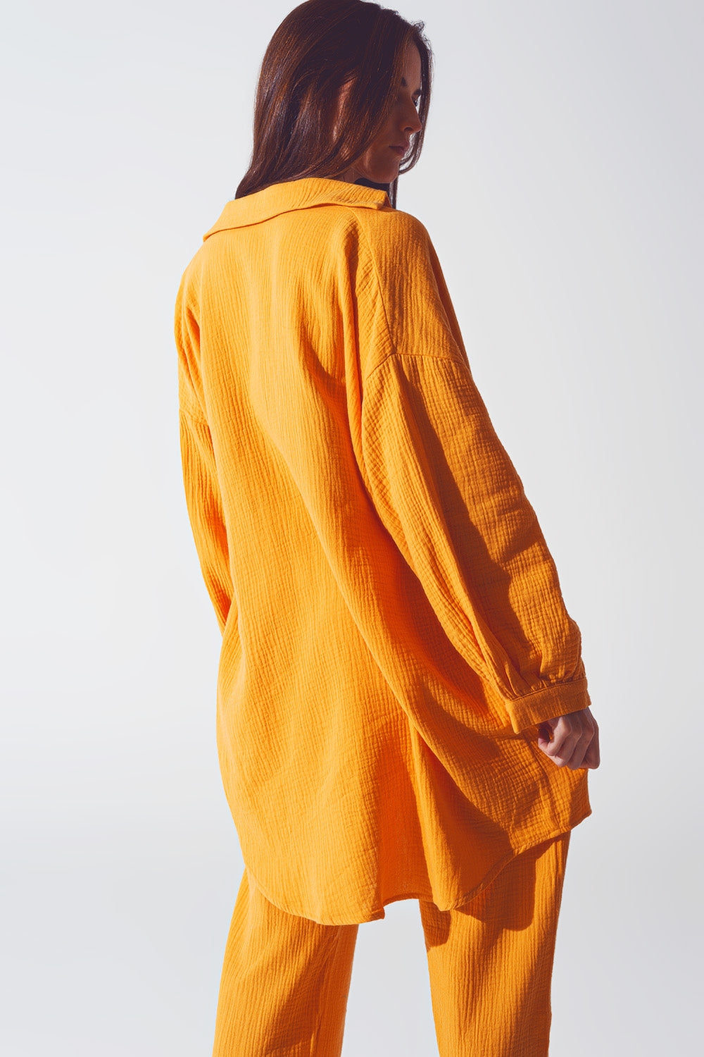 Chemise ample texturée en orange