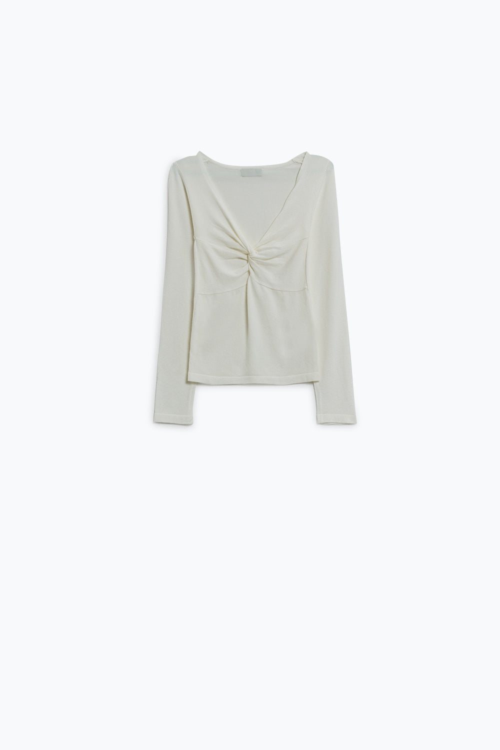 Chemise blanche à manches longues avec détail de nœud et col en V