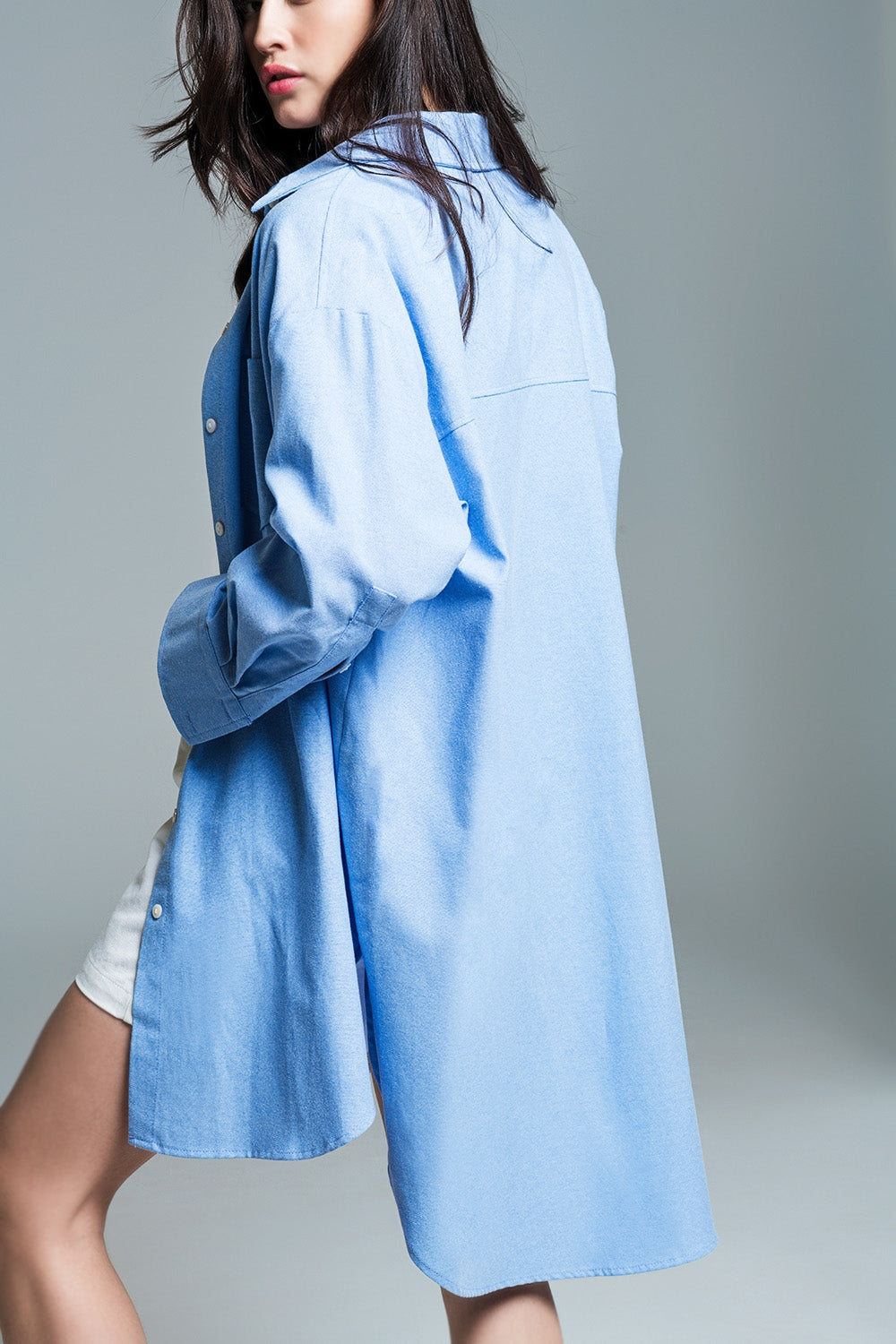 Chemise bleue 3/4 boyfriend