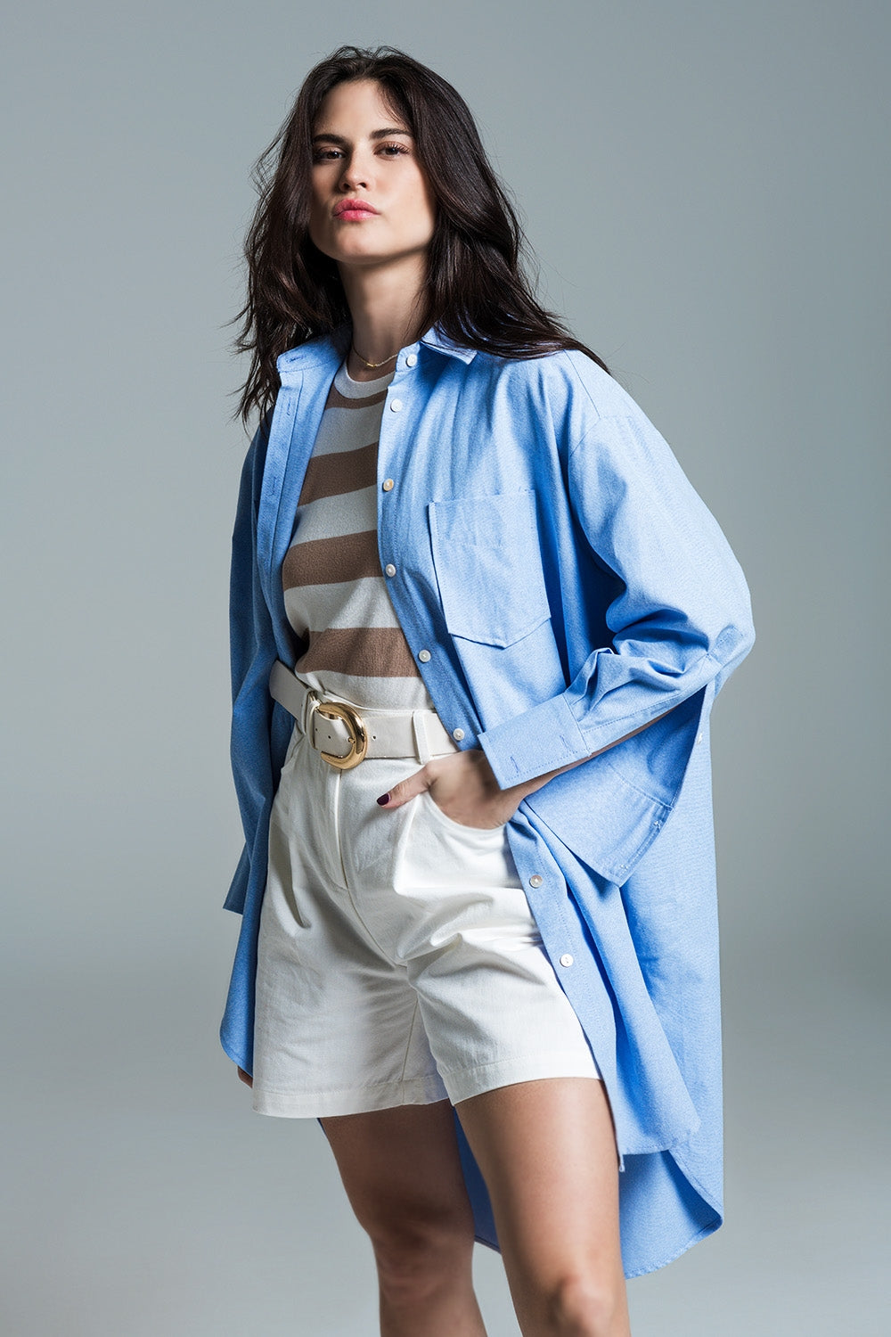 Chemise bleue 3/4 boyfriend