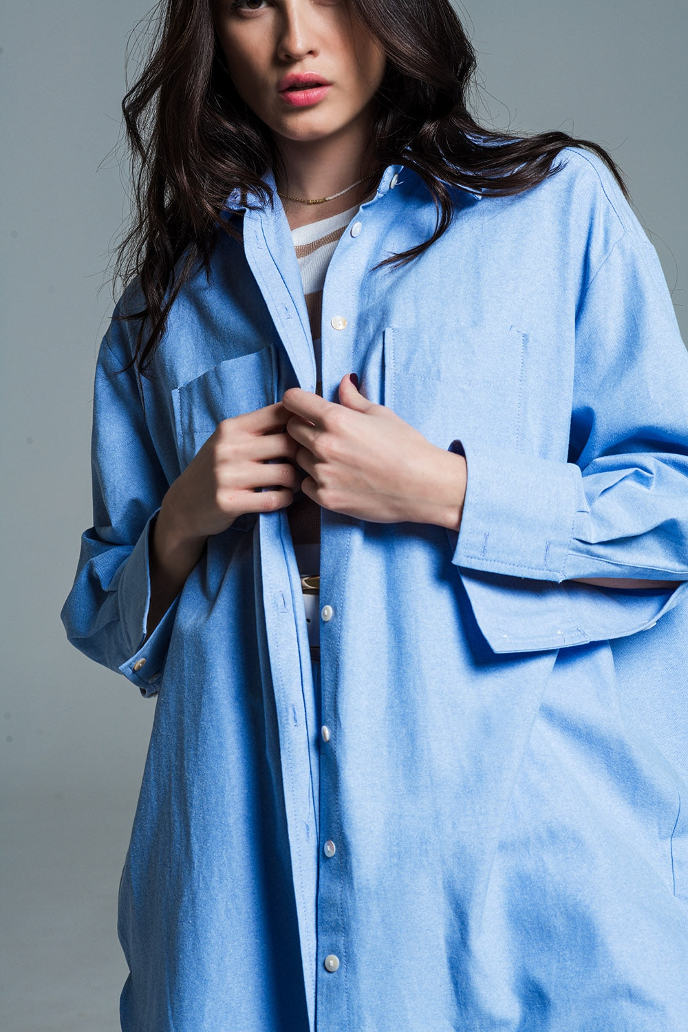 Chemise bleue 3/4 boyfriend