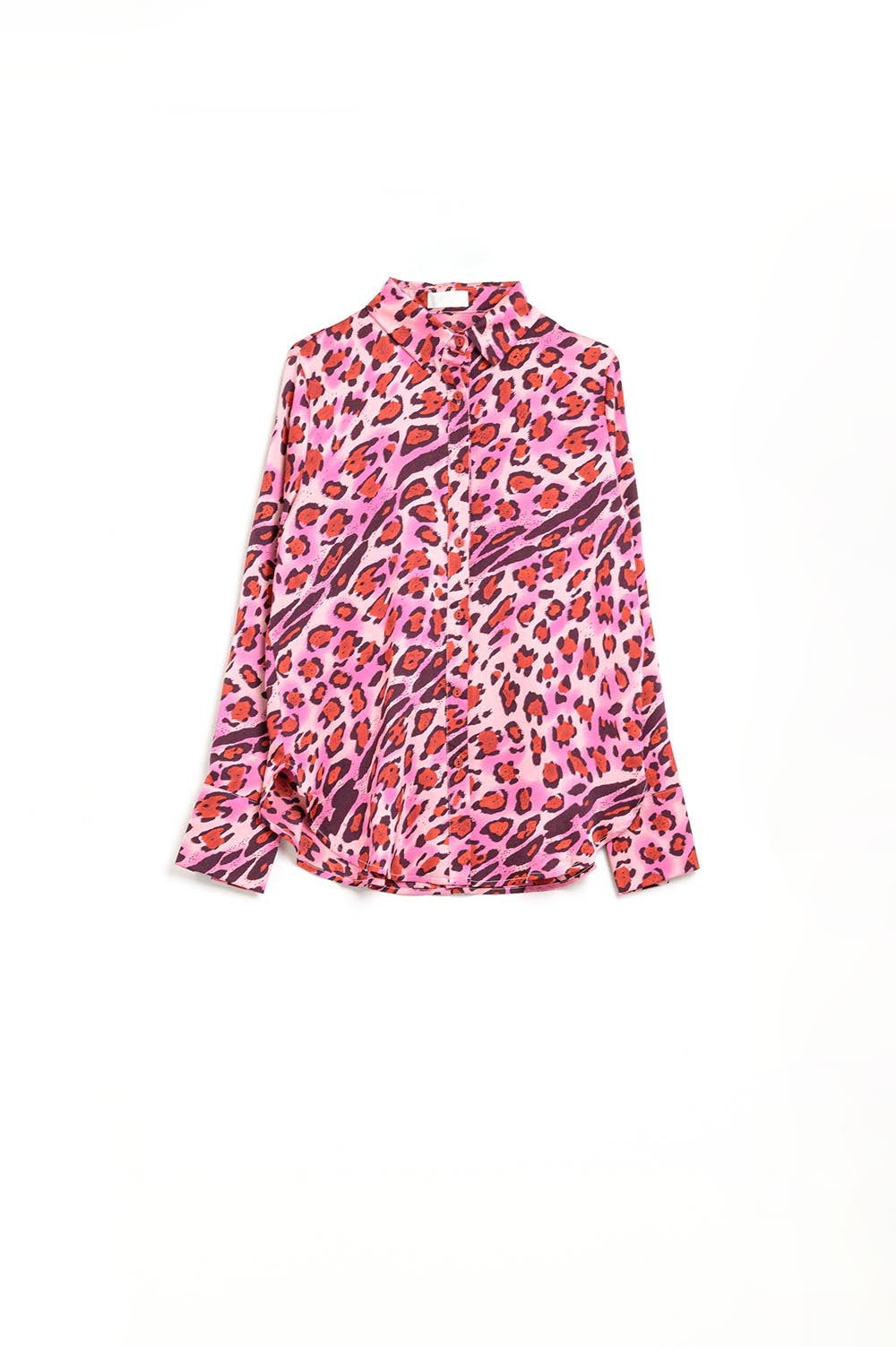 Chemise Boutonnée Imprimé Léopard Fuchsia