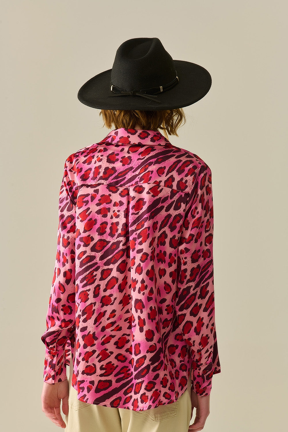 Chemise Boutonnée Imprimé Léopard Fuchsia