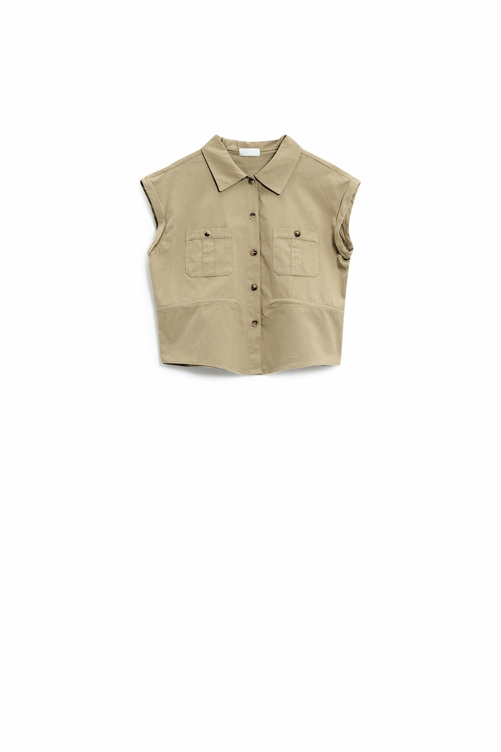 Chemise boutonnée kaki avec poches poitrine