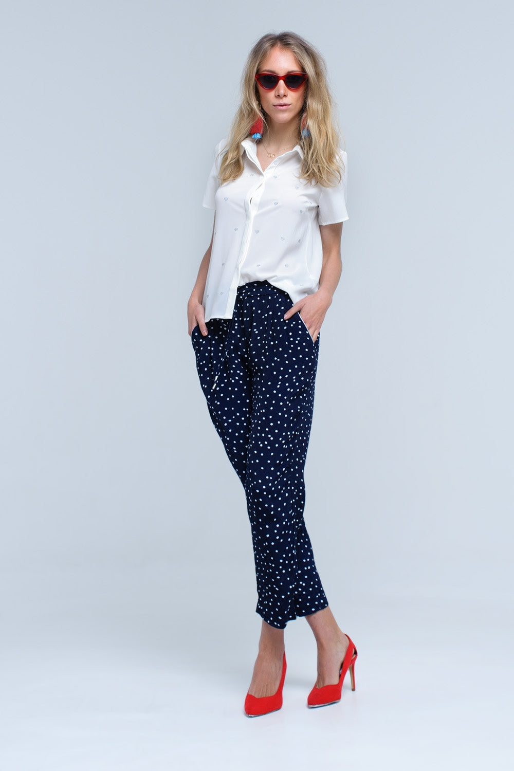 Chemise crème avec broderie coeur