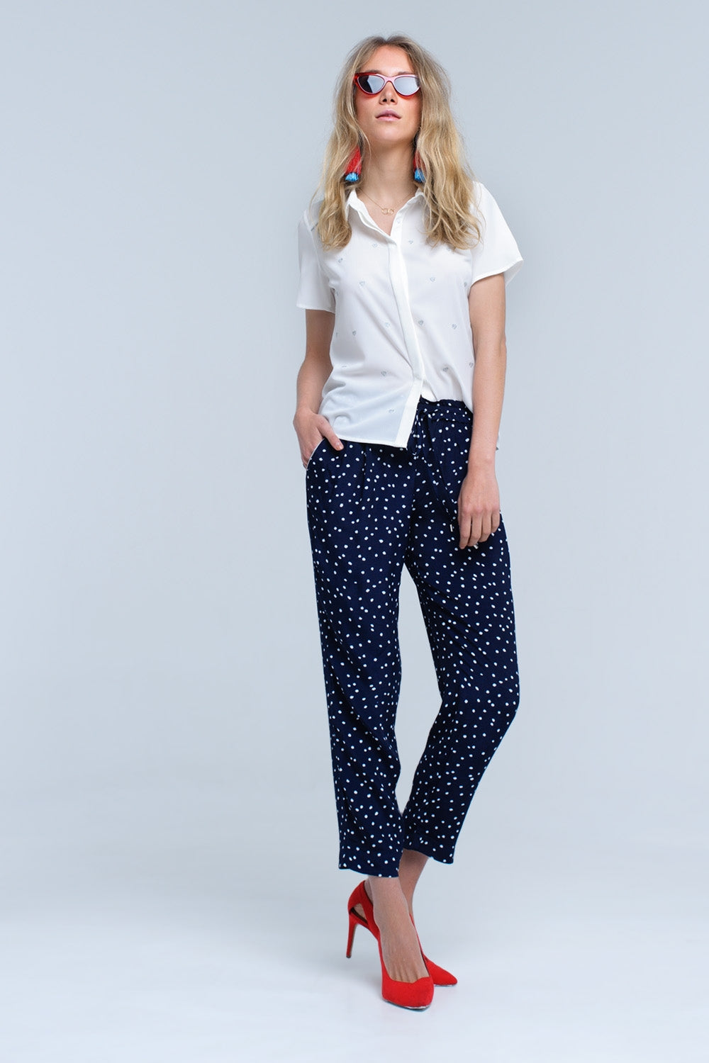 Chemise crème avec broderie coeur