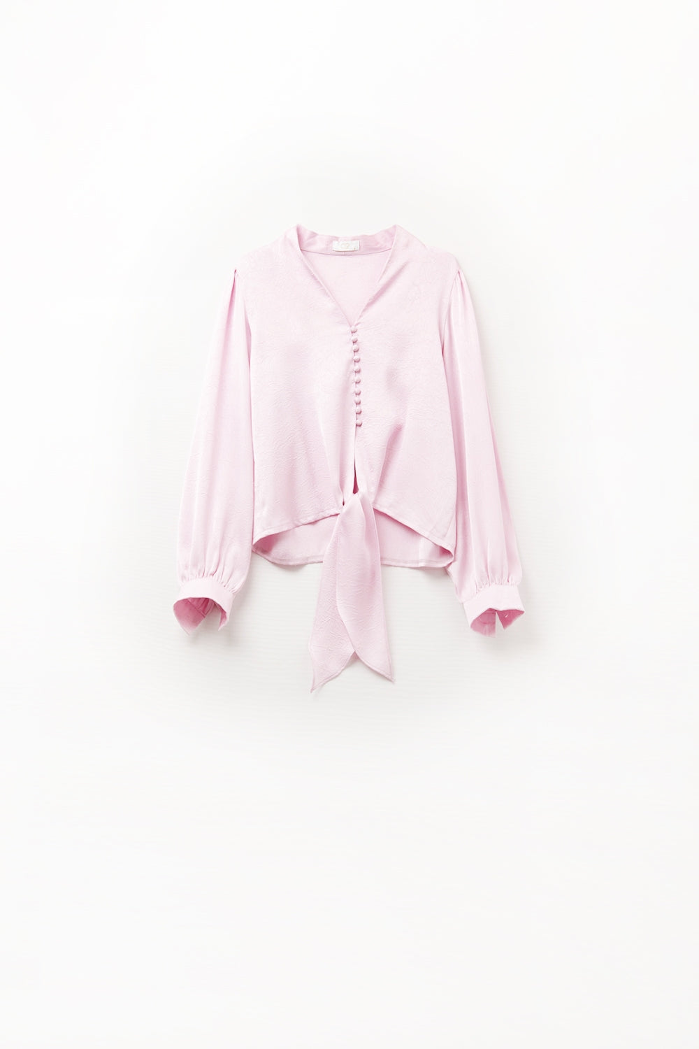 Chemise croisée rose avec nœud